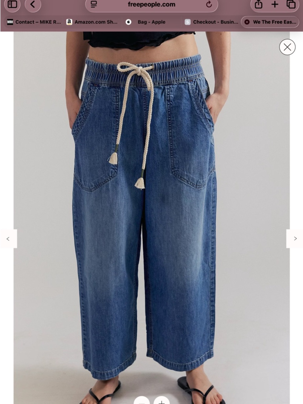 We The Free Blue Wide-Leg Rope-Waist Jeans - Picture 3 of 4